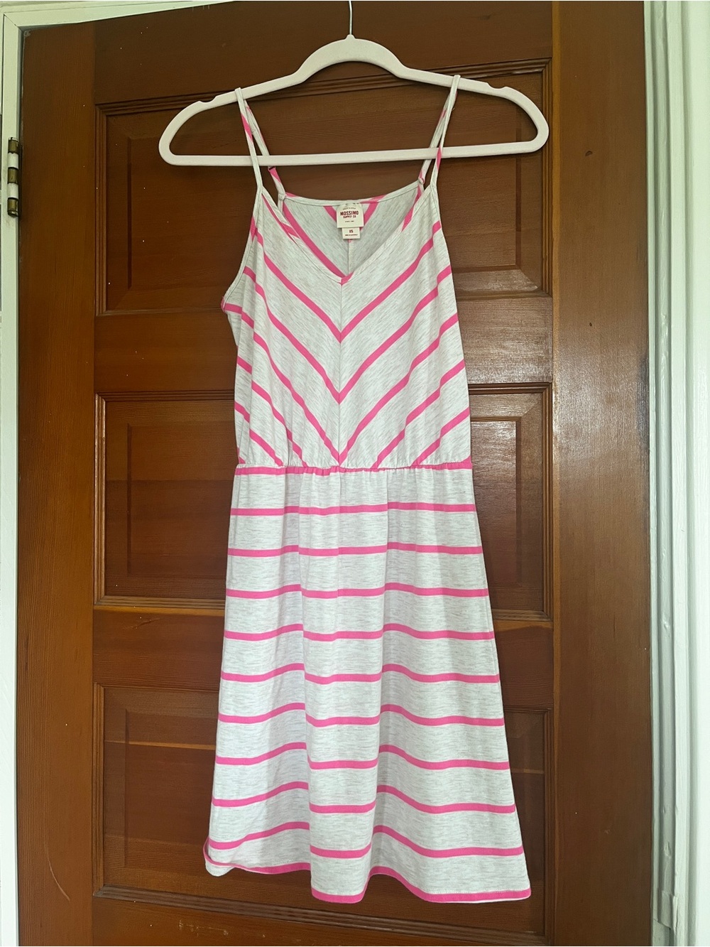 Mossimo Supply Co. White and Pink Striped Midi Dress